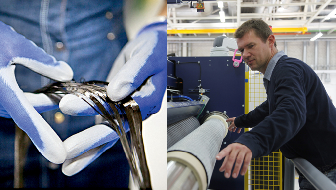 Подготовка карбонового волокна на заводе BMW в Ваккерсдорфе (производит кресла, элементы интерьера и пр.) волокна ламинируют. «Ламинаты», ориентированные определенным образом, укладывают в несколько слоев для дальнейшего производства деталей. Этот этап также контролирует SGL Group.