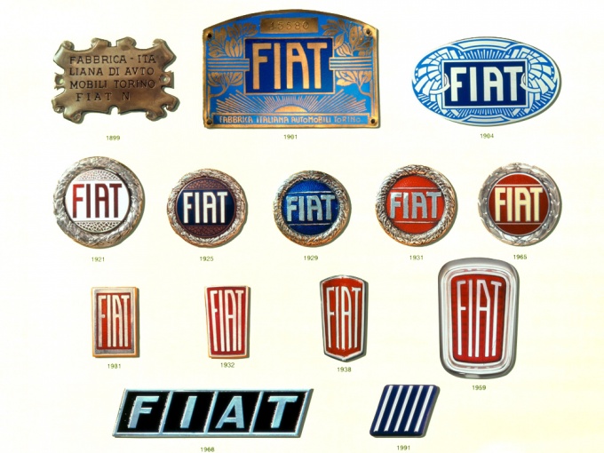 Логотипы Fiat с 1899 года